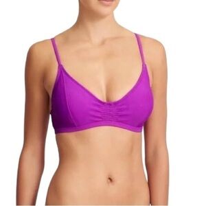 Athleta Purple Scoop Neck Criss Cross Back Underwire Bikini Swim Top 34 B/C